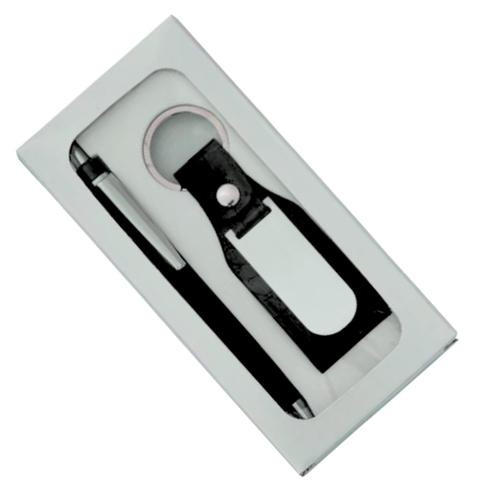 2-in-1 Vegan Leather Gift Combo – Key Ring & Metal Ball Pen