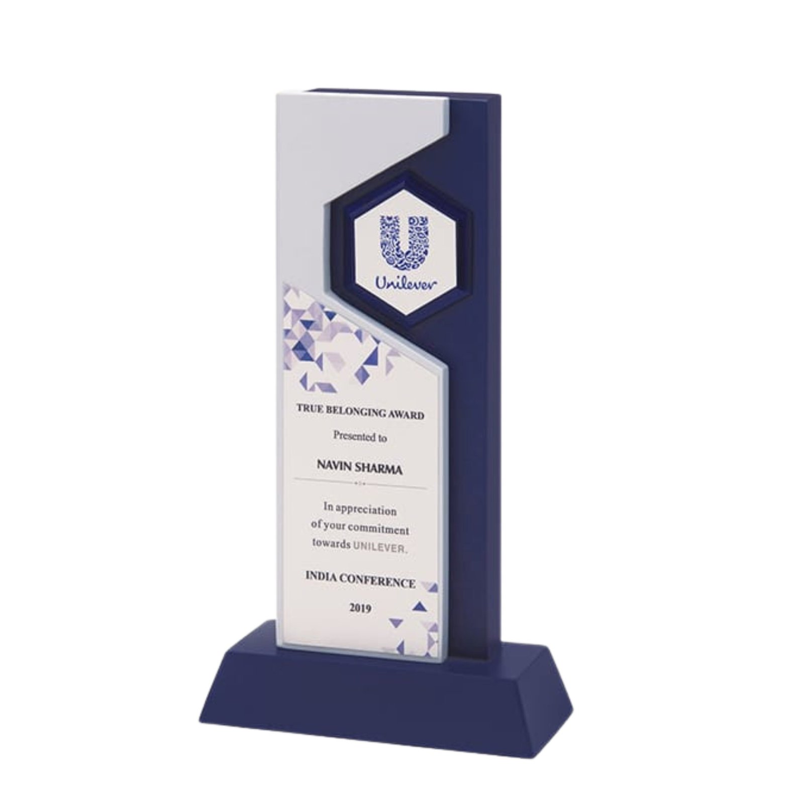 Modern dual-tone geometric design trophy