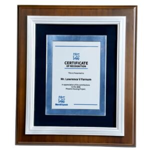Premium Wooden Certificate of Recognition Memento