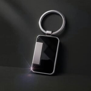 Luxury Black Metal Customized Keychain – Premium Rectangular Edition