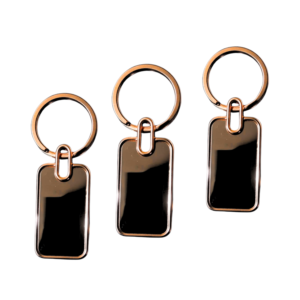 Premium Rose-Gold Metal Customized Keychain – Rectangular (Engraving & Printing)