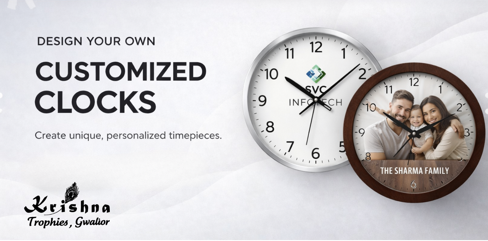 Customized Wall Clocks – Timeless Branding for Your Business | Krishna Trophies Gwalior